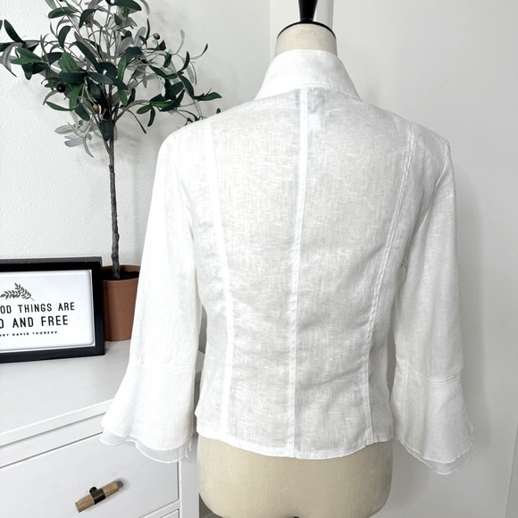 Lena Gabrielle White French 100% Linen Gauze Romantic 3/4 Jacket Size 4 - Picture 2 of 13